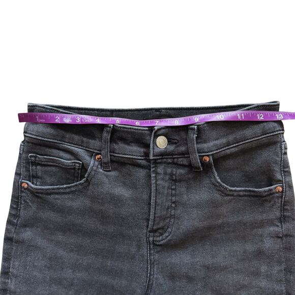 Express Jeans Women's Sz 2S 2 Short Black Skyscraper Mid Rise Flare Slit bootcut - Picture 9 of 14